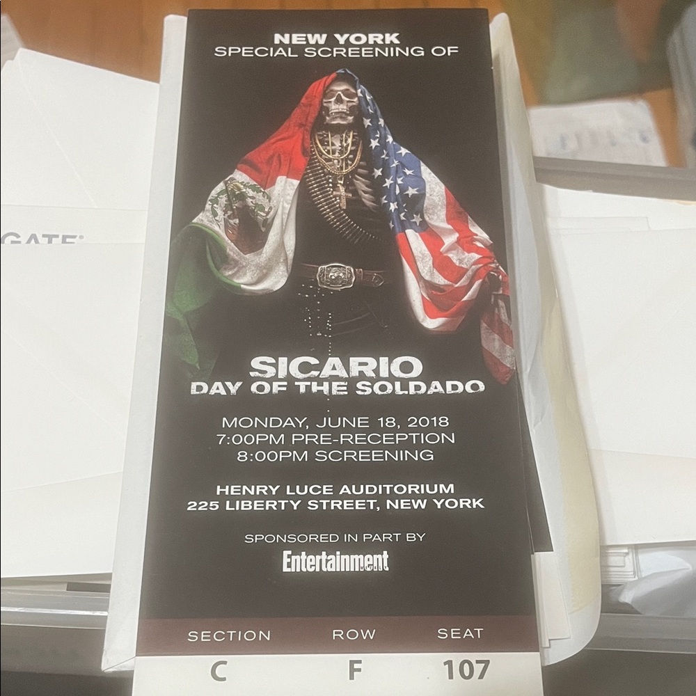 Sicario Day of the Soldado Premiere Ticket 2018